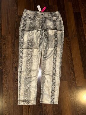 Women’s Snake Print Metallic gold pants